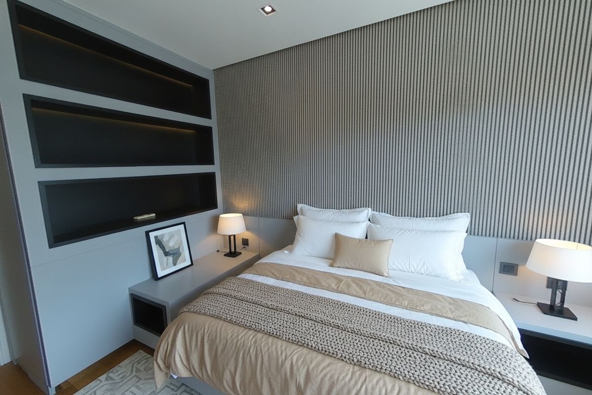 Mesma suíte mobiliada com cama de casal